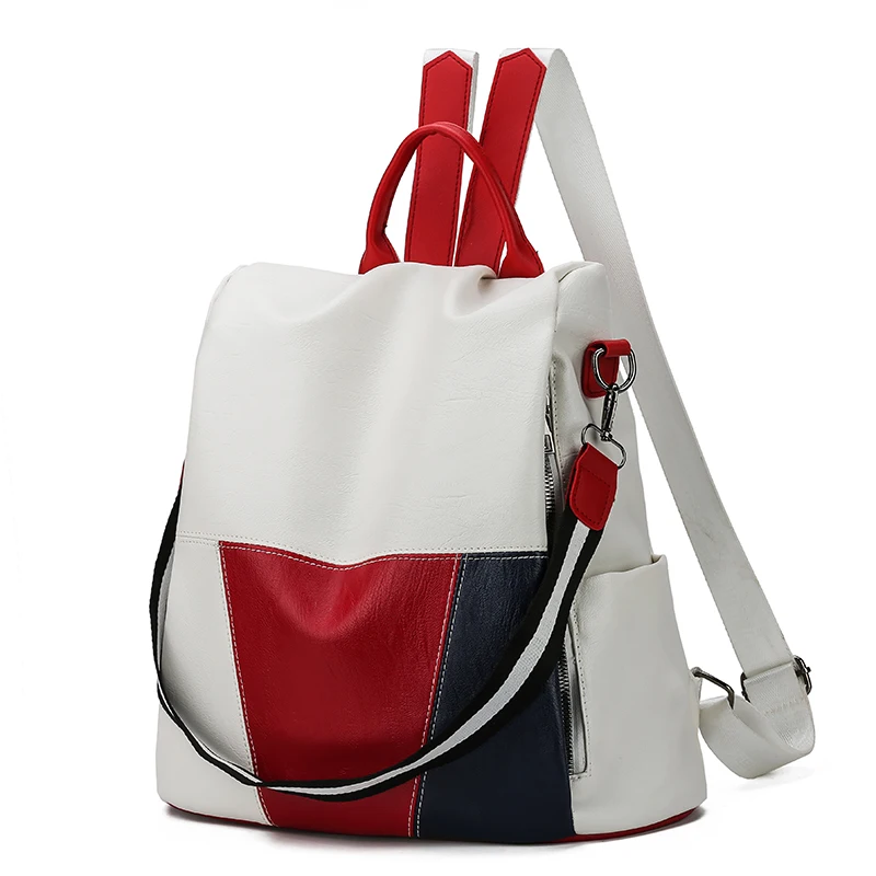 BK005- Medium Soft Leather Fashion Backpack (White)