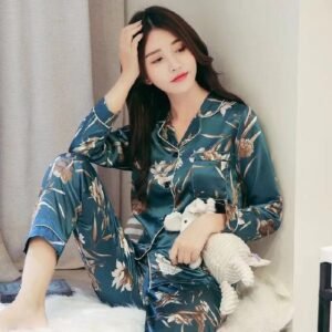 WD454 Print Short Sleeve Summer Ice Silk Pajamas