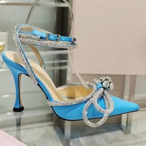 WF036 Crystal Bow Knot Satin Summer Lady Shoes