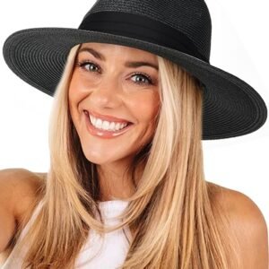 FA847 Wide Brim Straw Panama Summer Beach Hat