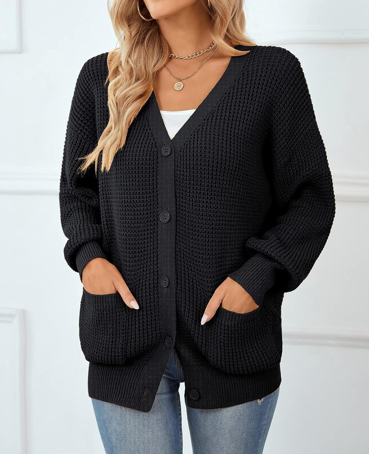 WD405 100% Cotton Button-Down Long Sleeve Oversized Cardigans - Image 12