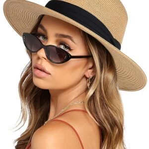 FA847 Wide Brim Straw Panama Summer Beach Hat