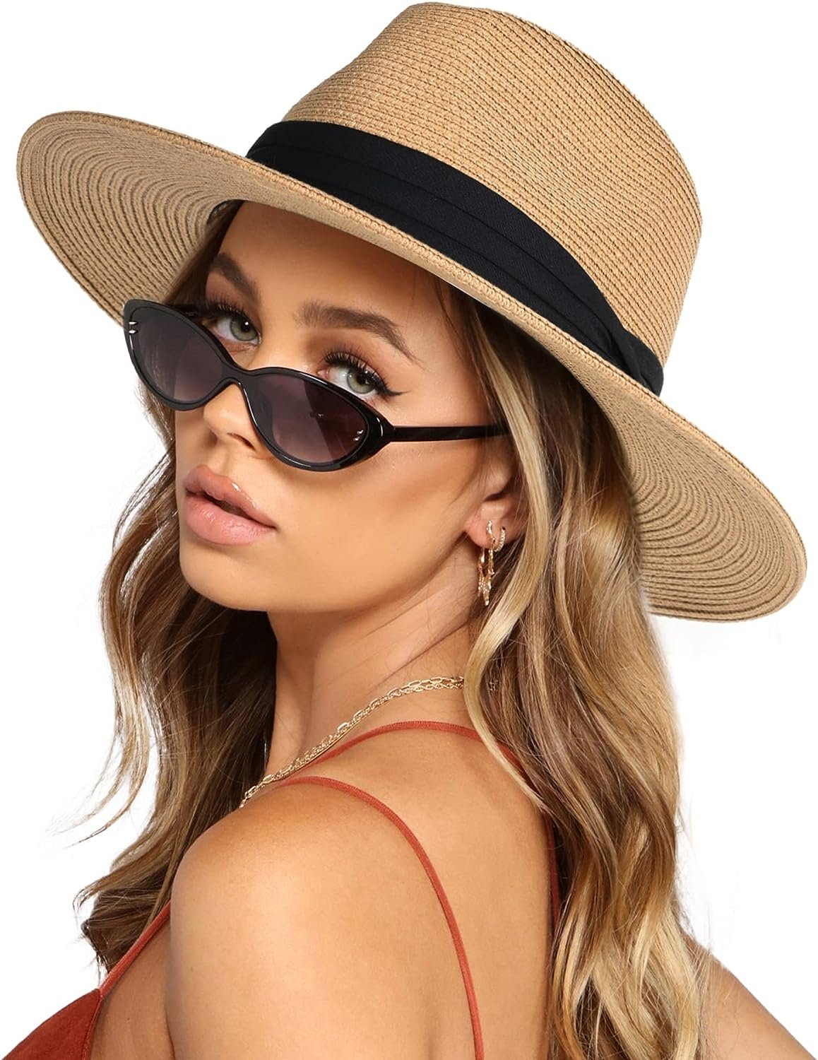 FA847 Wide Brim Straw Panama Summer Beach Hat - Image 6