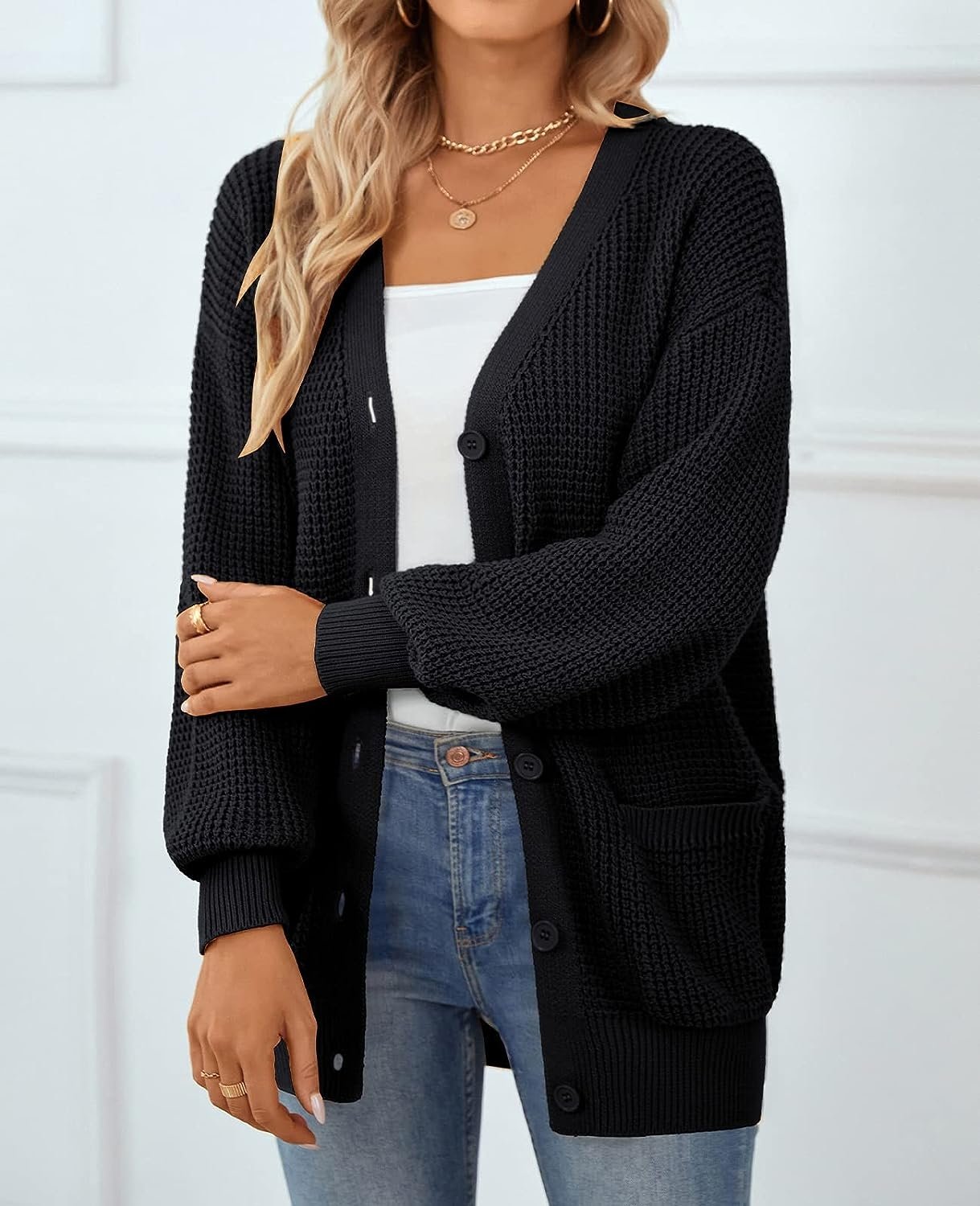 WD405 100% Cotton Button-Down Long Sleeve Oversized Cardigans - Image 11