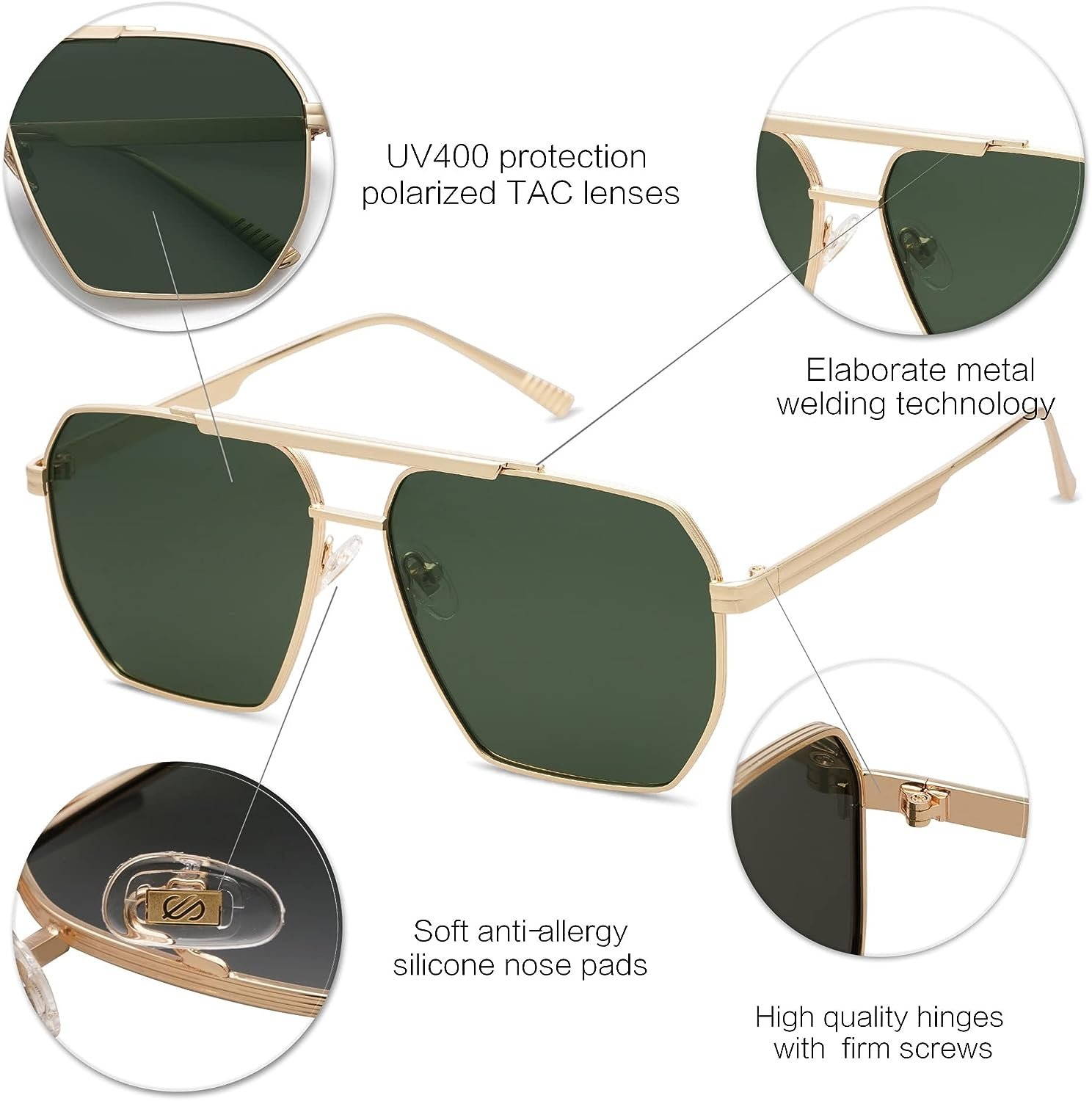 WSG614 Retro Square Polarized Sunglasses - Image 13