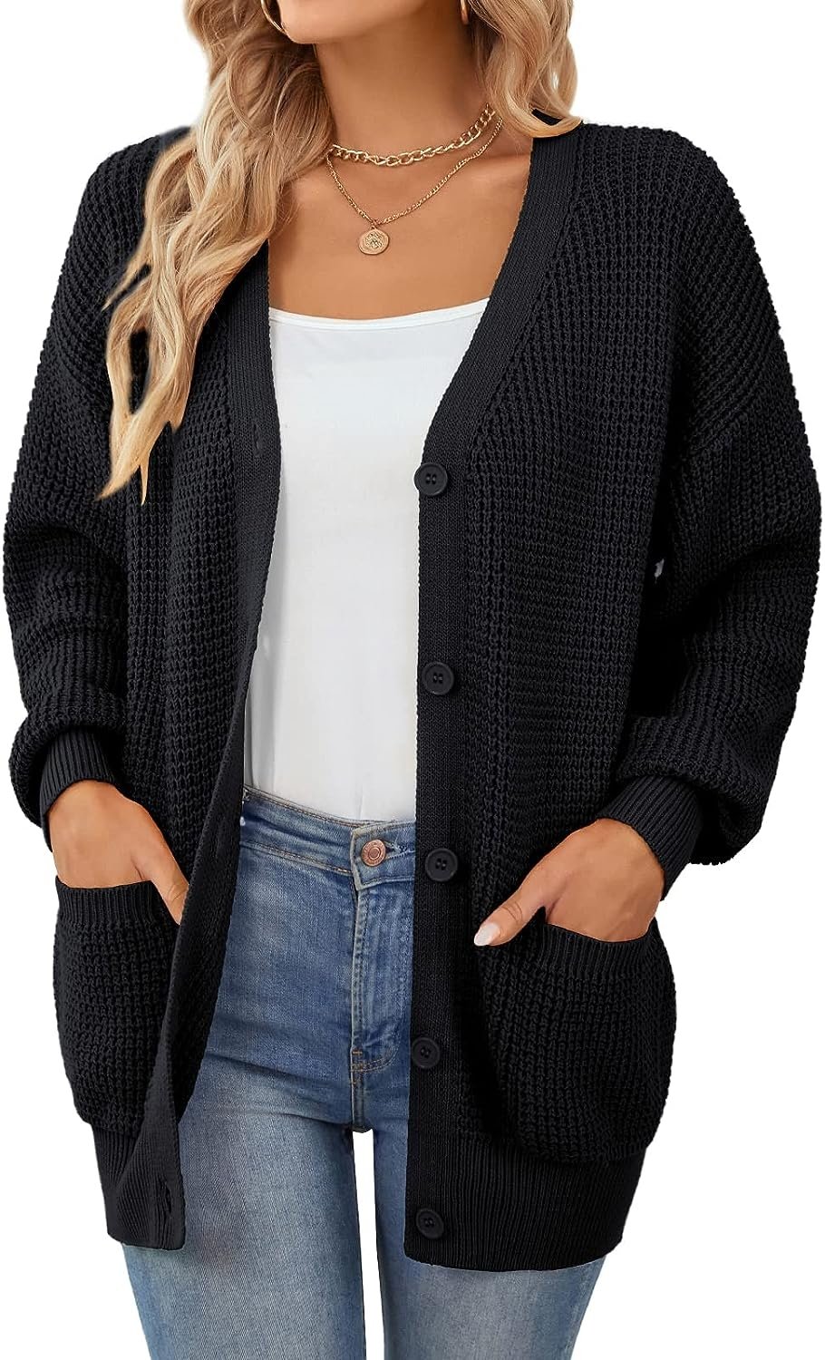 WD405 100% Cotton Button-Down Long Sleeve Oversized Cardigans - Image 9