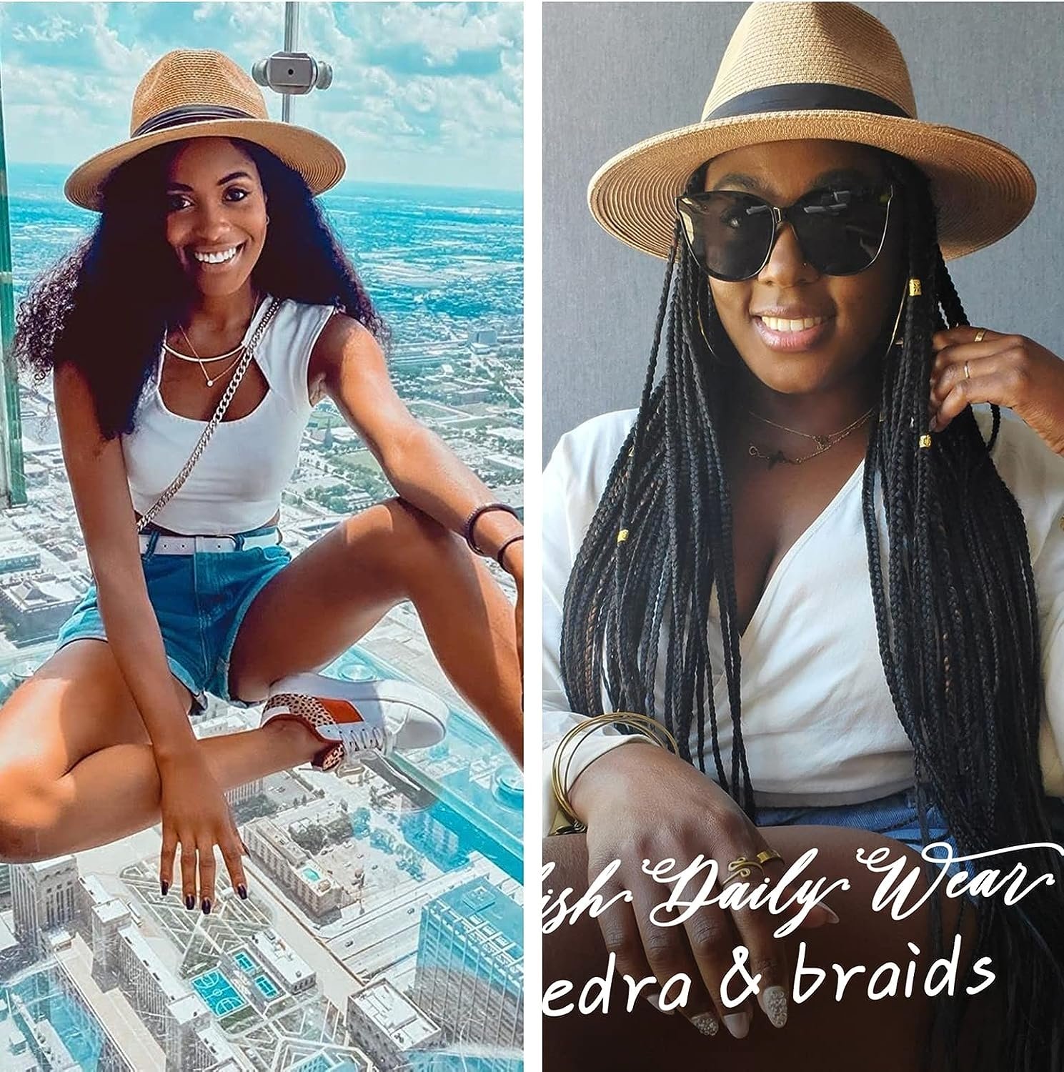 FA847 Wide Brim Straw Panama Summer Beach Hat - Image 11