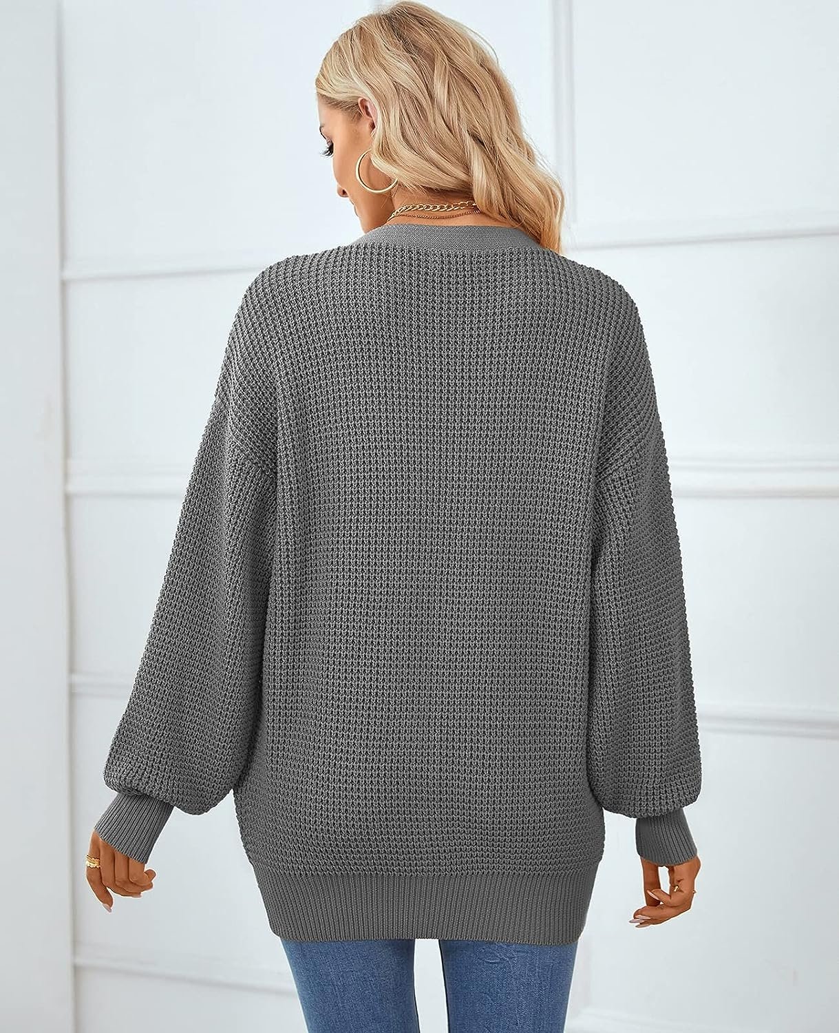 WD405 100% Cotton Button-Down Long Sleeve Oversized Cardigans - Image 6