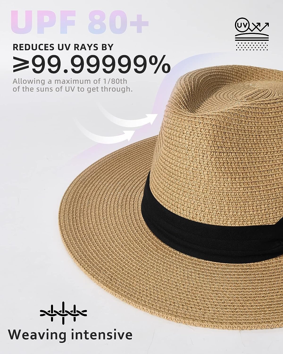FA847 Wide Brim Straw Panama Summer Beach Hat - Image 7