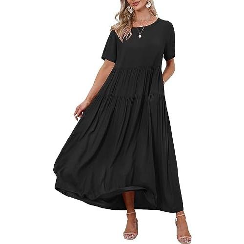 WD402 Casual Loose Bohemian Floral Dresses with Pocket - Image 3