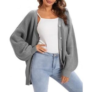 WD405 100% Cotton Button-Down Long Sleeve Oversized Cardigans