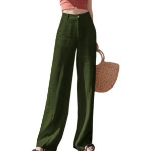 WD411 Casual High Waisted Wide Leg Pants