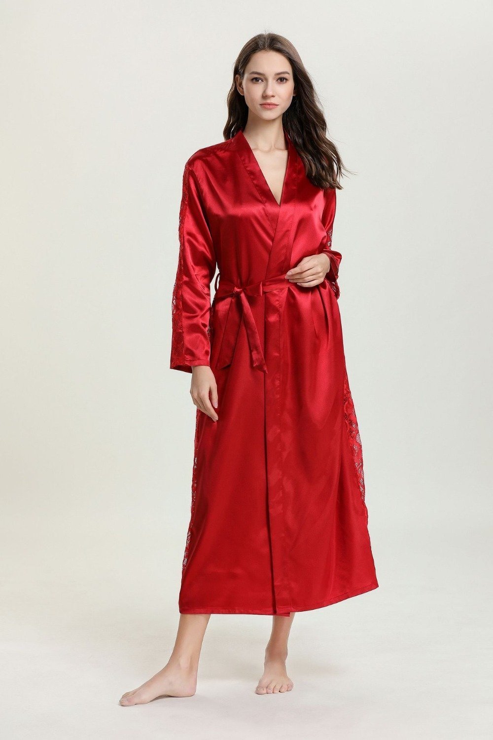 WD456 Spring and Autumn Silk Night Gown - Image 11