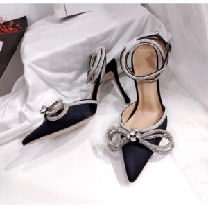WF036 Crystal Bow Knot Satin Summer Lady Shoes