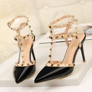 WF045 High-heeled Rivets Pointed Toe Sandals