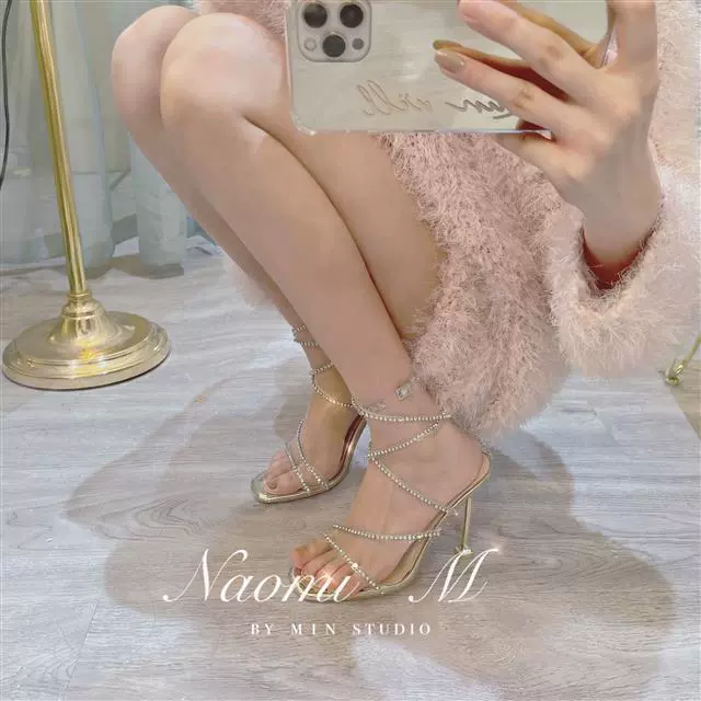 WF044 New Stiletto Rhinestone Open Toe Sandals - Image 11