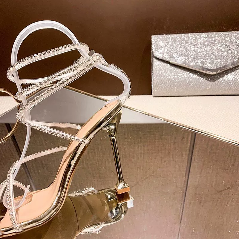 WF044 New Stiletto Rhinestone Open Toe Sandals - Image 16