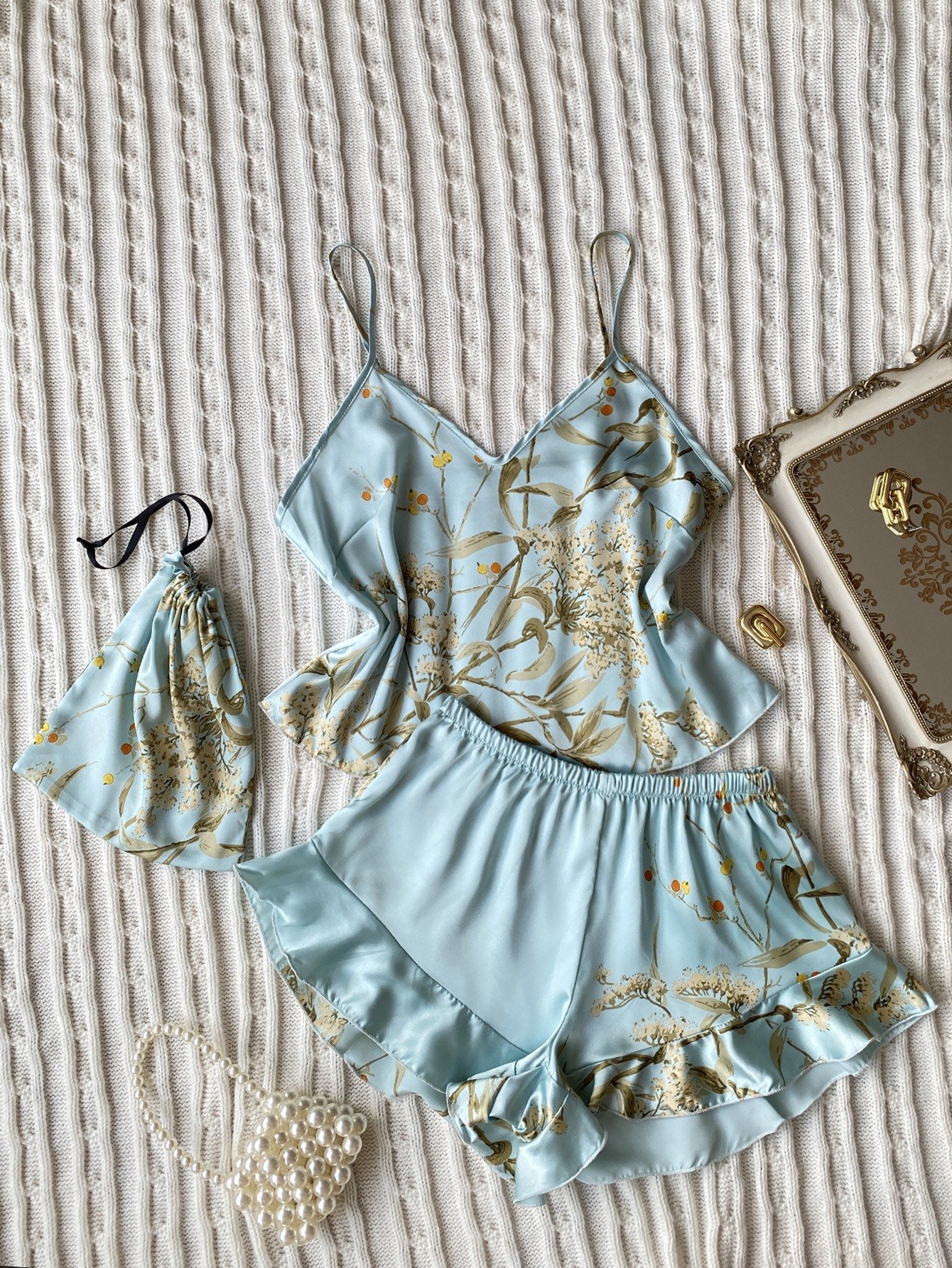 WD455 New Diane Silk Print Home Wear Set - Image 12