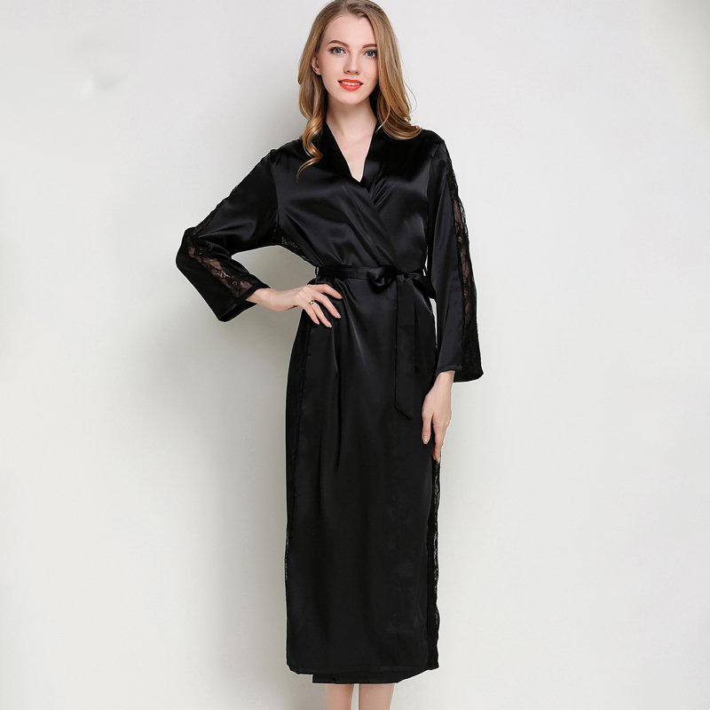 WD456 Spring and Autumn Silk Night Gown - Image 3