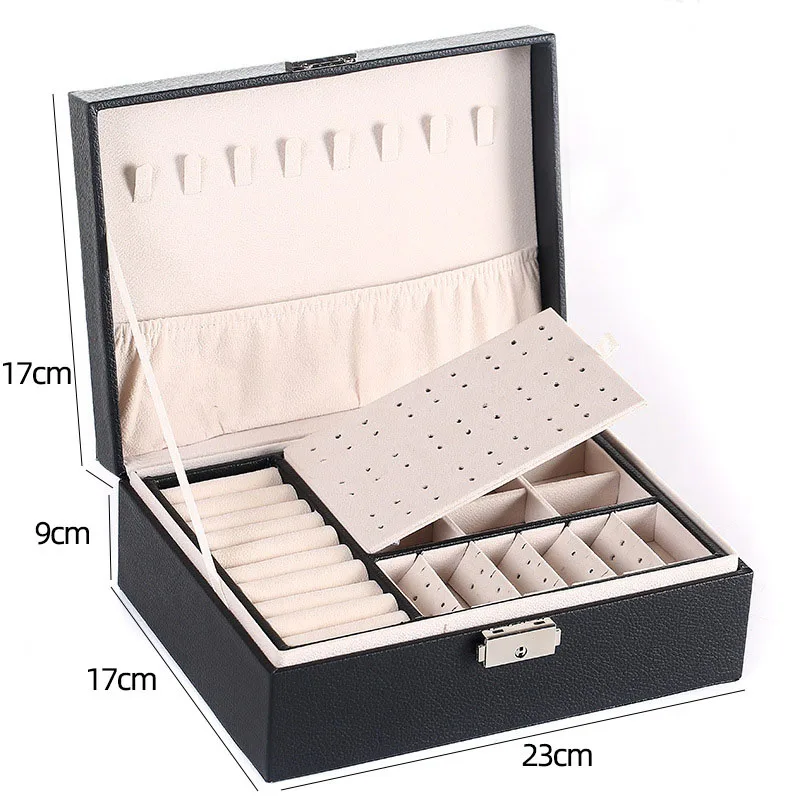 FA841 Two-Layer Leather Jewelry Box - Image 6