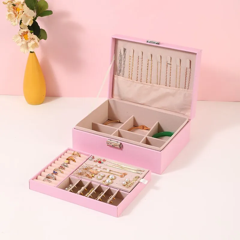 FA841 Two-Layer Leather Jewelry Box - Image 3