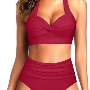 WBW300 Two Piece Vintage Swimsuit High Waist Bikini