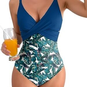 WBW302  Tummy Control Front Cross Bathing One Piece Swimsuits