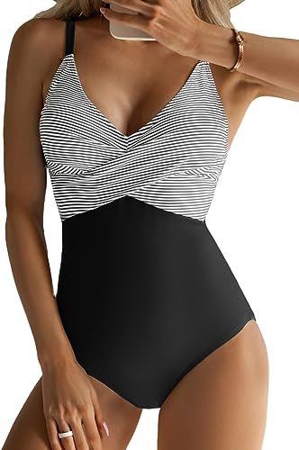 WBW302 Tummy Control Front Cross Bathing One Piece Swimsuits - Image 7