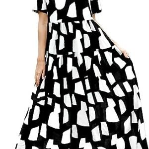 WD402 Casual Loose Bohemian Floral Dresses with Pocket