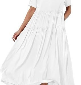 WD402 Casual Loose Bohemian Floral Dresses with Pocket