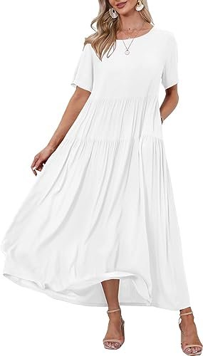 WD402 Casual Loose Bohemian Floral Dresses with Pocket - Image 5