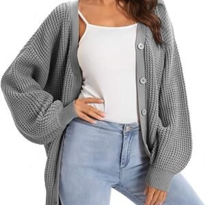 WD405 100% Cotton Button-Down Long Sleeve Oversized Cardigans