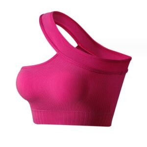 WU513 Yoga Wear Ribbed Oblique Shoulder Bra