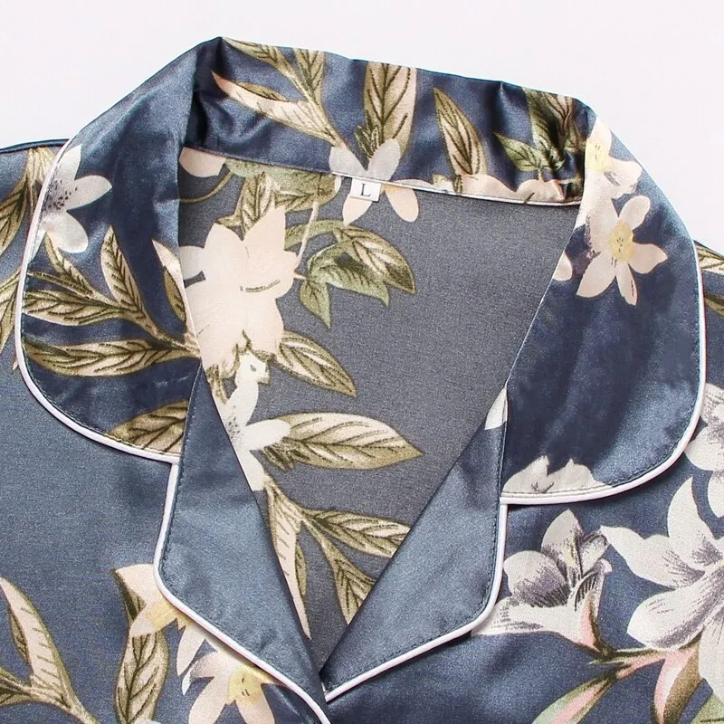 WD463 Long Sleeve Silk Satin Sleepwear Pajamas Set - Image 3