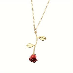 JW953 Gold Dripping Oil Rose Flower Necklace