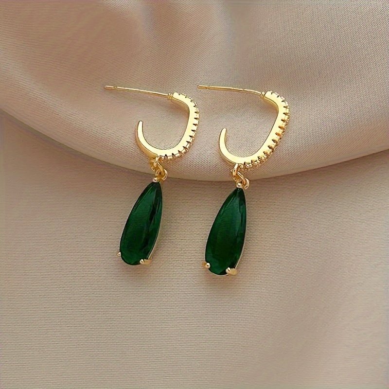 JW976 Green Drop Earrings - Image 4