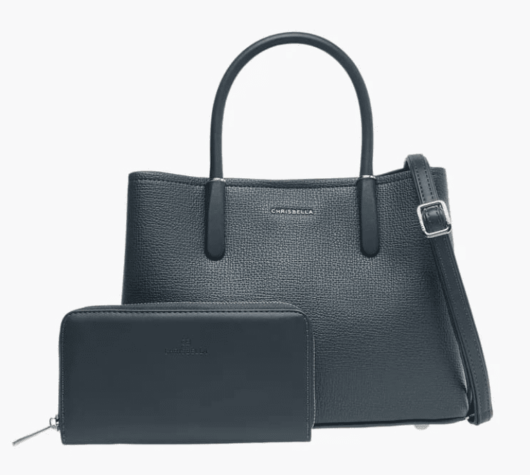 CBA001- Chrisbella Textured Tote Bag with Wallet - Image 4