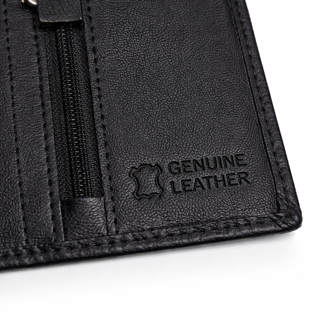 MBW013- Genuine Leather Men’s Wallet with Zipper Coin Pocket - Image 6