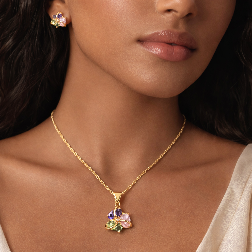 XP005-10K Gold Plated Necklace & Earrings - Image 9