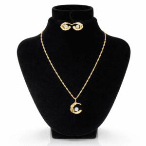 XP002-Elegant Gold Crescent Necklace & Stud Earring Set