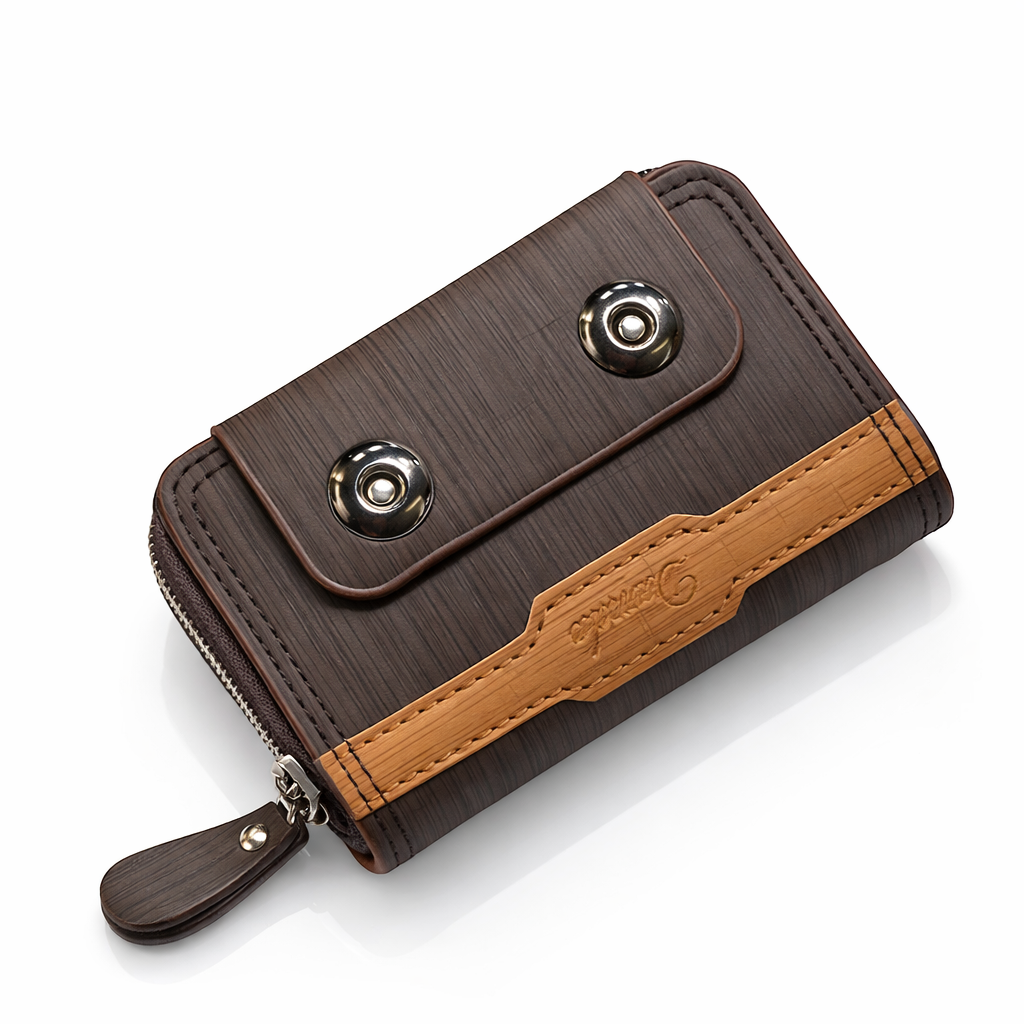 MBW015-Men’s Compact Zip Wallet with Snap Closure - Image 7