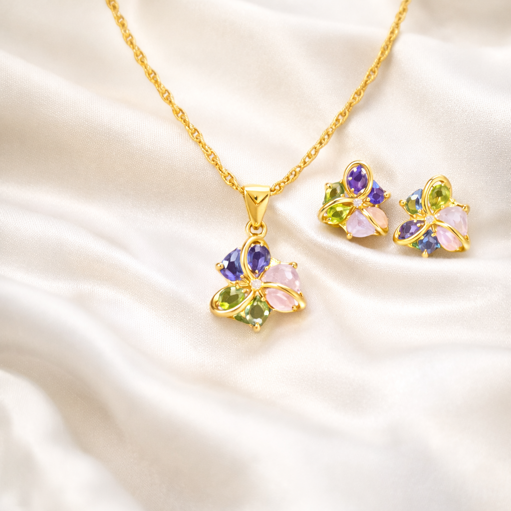 XP005-10K Gold Plated Necklace & Earrings - Image 8