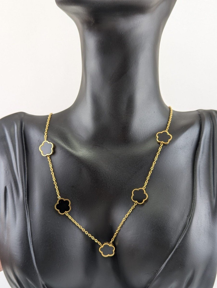 XP001-10K Gold Plated Clover & Crystal Jewelry Set - Image 5