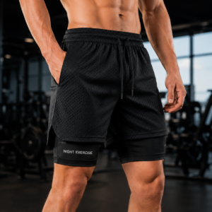 Men's Sports Shorts with Compression Liner – Breathable Gym & Running Shorts (MU004)