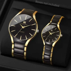 2PCS?Set Fashion Couple Watches Luxury Stainless Steel Men Business Watch Women Quartz Wristwatch（Without Box）